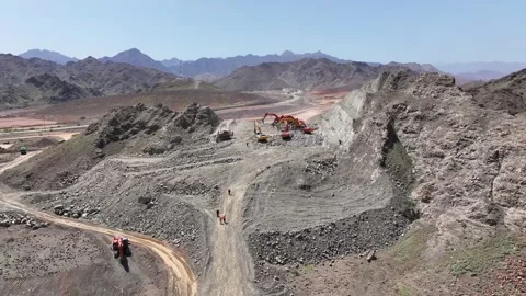 Road construction site Aerial view in Oman Stock Footage 325430110
