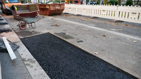 Road construction site Видео 290497466