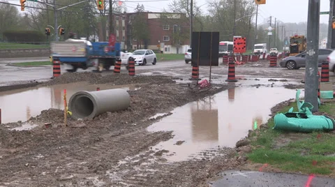 Road construction in the summer in the city. Stock Footage 38362345