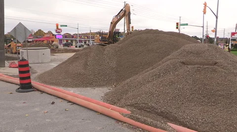 Road construction in the summer in the city. Stock Footage 42944670