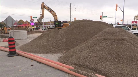 Road construction in the summer in the city. Stock Footage 42944722