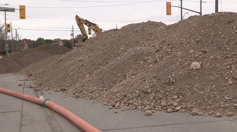 Road construction in the summer in the city. Stock Footage 42946222