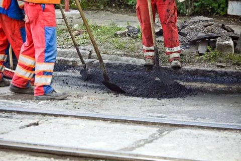 Road construction teamwork Stock Photos