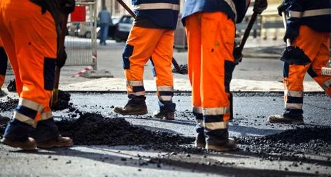 Road construction, teamwork Stock Photos