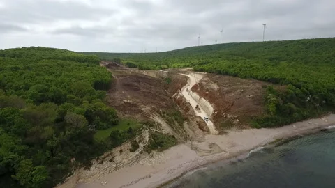 Road construction, top view Stock Footage 170926778