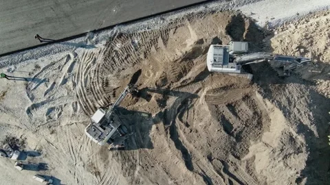 Road construction with two excavators Stock Footage 191517199