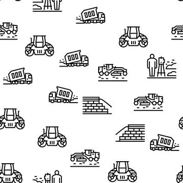 Road Construction Vector Seamless Pattern Stock Illustration