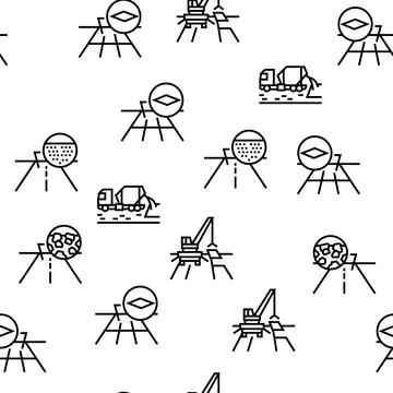 Road Construction Vector Seamless Pattern Stock Illustration