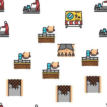 Road Construction Vector Seamless Pattern Stock Illustration