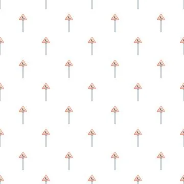 Road construction warning sign repeating pattern background Illustrazione stock