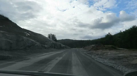 Road construction while driving along the e6 road from oslo towards Trondheim 스톡 동영상 66362244