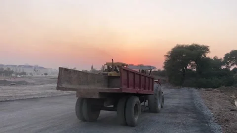 Road Construction Work in Gulberg Green, Islamabad, Pakistan Stock Footage 345080811