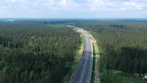 Road construction work. Shooting from the air on a drone road with a new asphalt Stock Footage 139968134