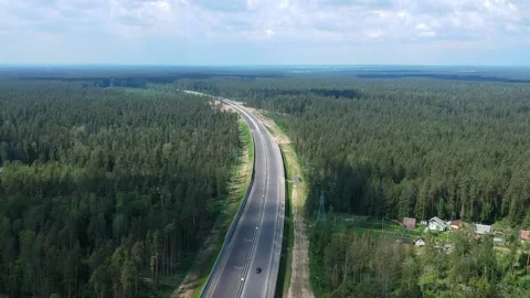 Road construction work. Shooting from the air on a drone road with a new asphalt Stock Footage 140821440