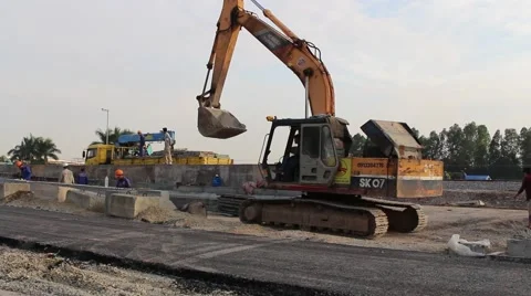 Road construction worker Stock Footage 58625714