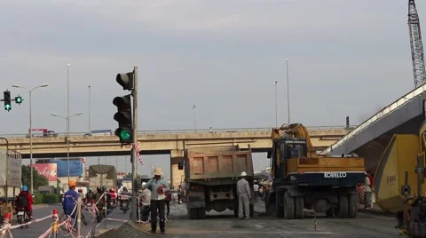 Road construction worker Stock Footage 58625729
