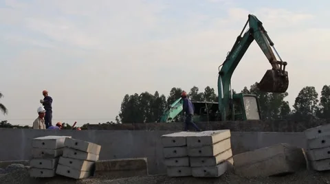 Road construction worker Stock Footage 58625733