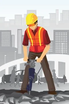 Road construction worker Stock Illustration