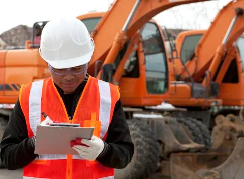 Road construction worker Foto stock