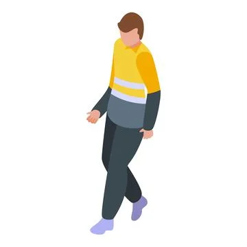 Road construction worker walking wearing high visibility clothing Stock Illustration