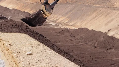 Road construction works on the highway. Stock Footage 248916323