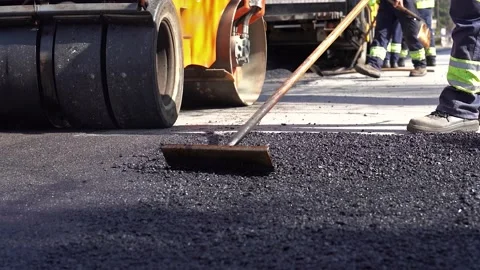 Road Construction Works in Slow Motion Stock Footage 178010692