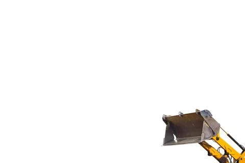 Road construction.Loading bucket of bulldozer on white Stock Illustration