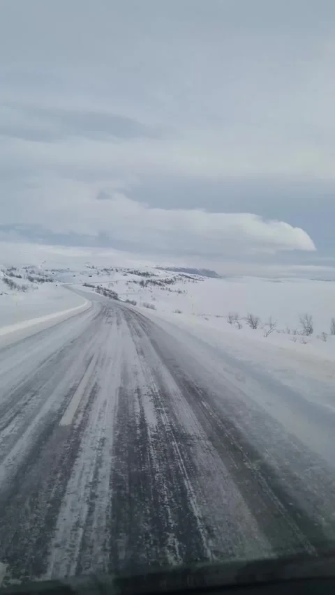Road covered in ice and snow in Finland Video stock 319850818