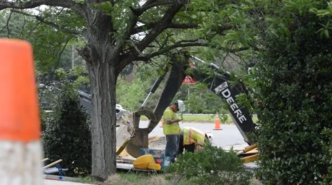 Road crew with digger 動画素材 54034717