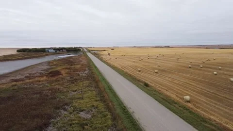 A Road Cutting Through the Prairies Stock Footage 139791215