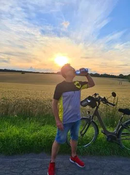 Road cyclist resting Stock Photos