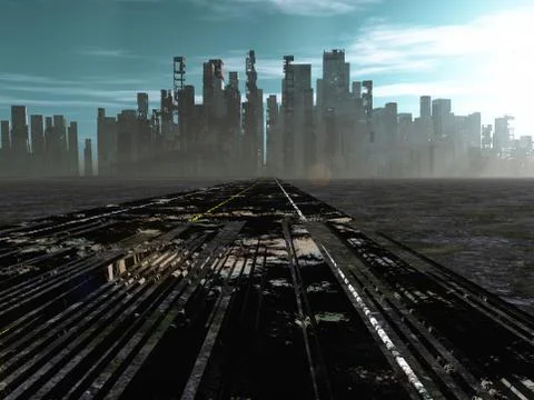 Road to dead city Stock Illustration