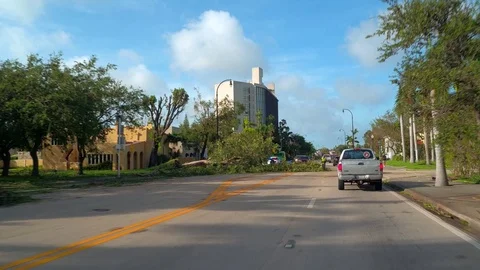 Road debris after Hurricane Irma Miami FL Stock Footage