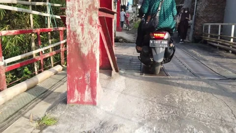 The road descends before the bridge Stock Footage 198313833