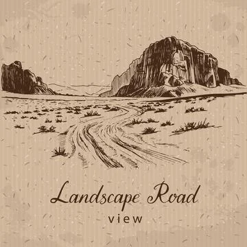 Road in Desert Stock Illustration