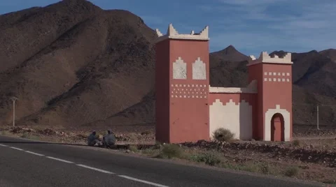 On the road of Desert rock Morocco Stock Footage 52932277