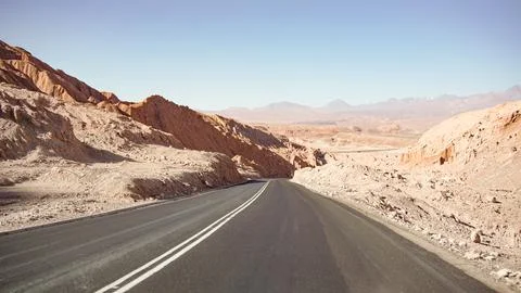 A Road in the Dessert Stock Photos