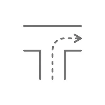 Road with direction, intersection, turn right line icon. Stock Illustration