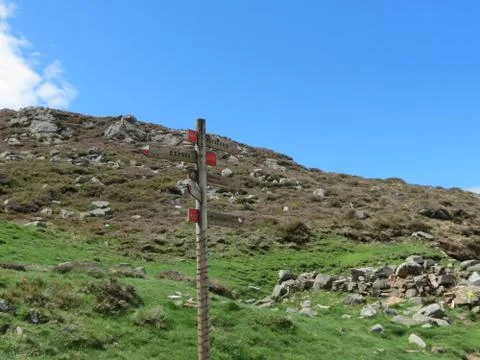 Road direction in Pyrenees Stock Photos