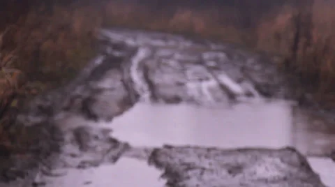 Off-road dirt, puddles of rain 動画素材 36390560