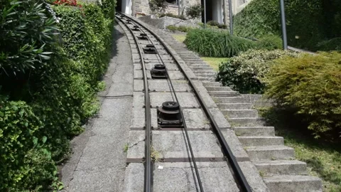 The road down the mountain on the funicular Stock Footage 111423313