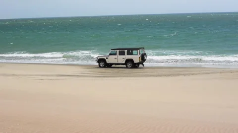 Off road driving on the Atlantic shore in Namibia Stock Footage 45741844
