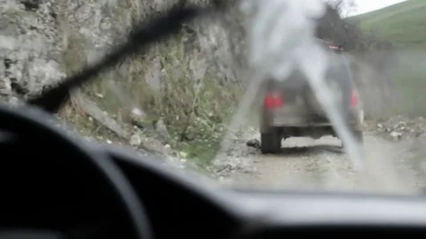 Off road driving on a mountain road. Stock Footage 75846319