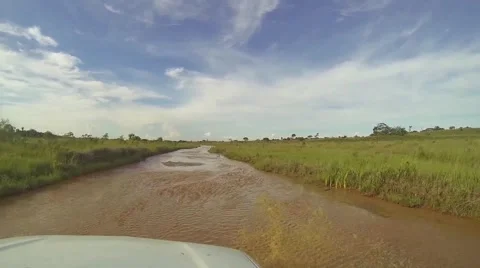 Off-Road Driving On Shallow River Stock Footage 40452884