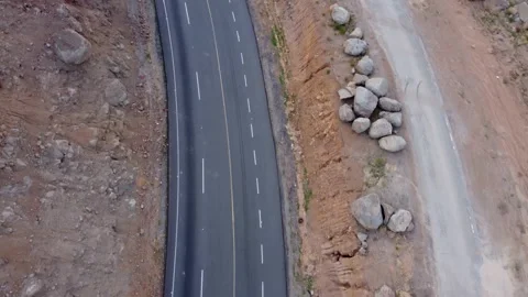 On the road: a drone view of the scenic roads of Baja California Stock Footage 233232913