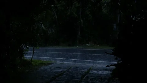 Road drop raining time Stockbeeldmateriaal 245156985