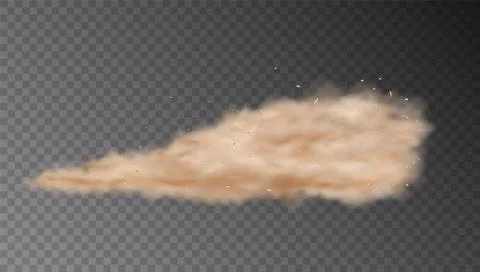 Road dust cloud desert. Sand smoke car vector ground dirt cloud wheel wind dust Stock Illustration
