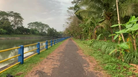 Road on the edge of the dam Stock Footage 273634791