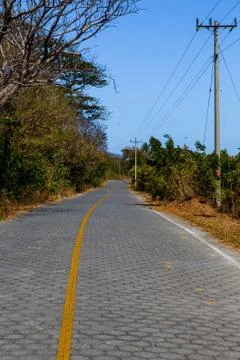 Road with electric tower Stock Photos