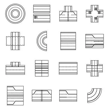 Road elements constructor icon set outline イラスト素材